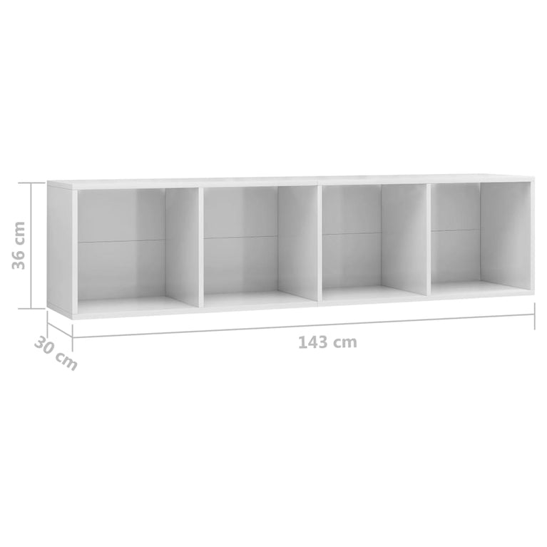 Boekenkast/tv-meubel 143x30x36 cm hoogglans wit MeubelReus