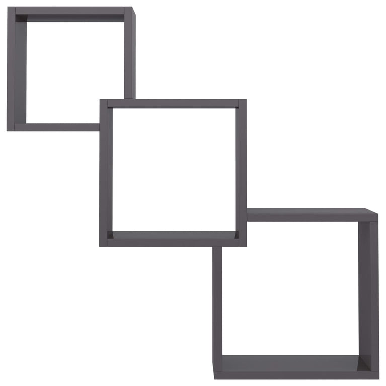Wandschappen kubus 68x15x68 cm bewerkt hout hoogglans zwart MeubelReus