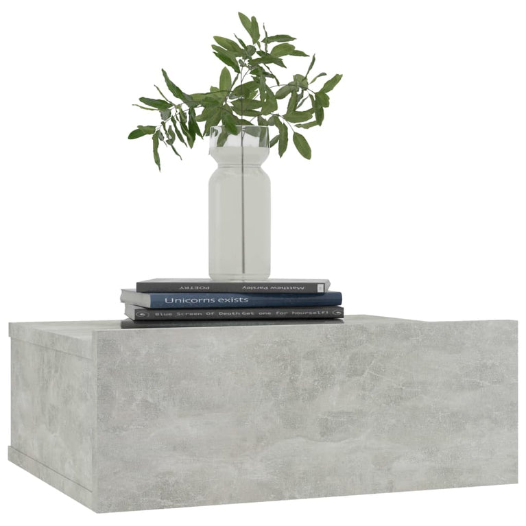 Nachtkastje zwevend 40x30x15 cm bewerkt hout betongrijs MeubelReus