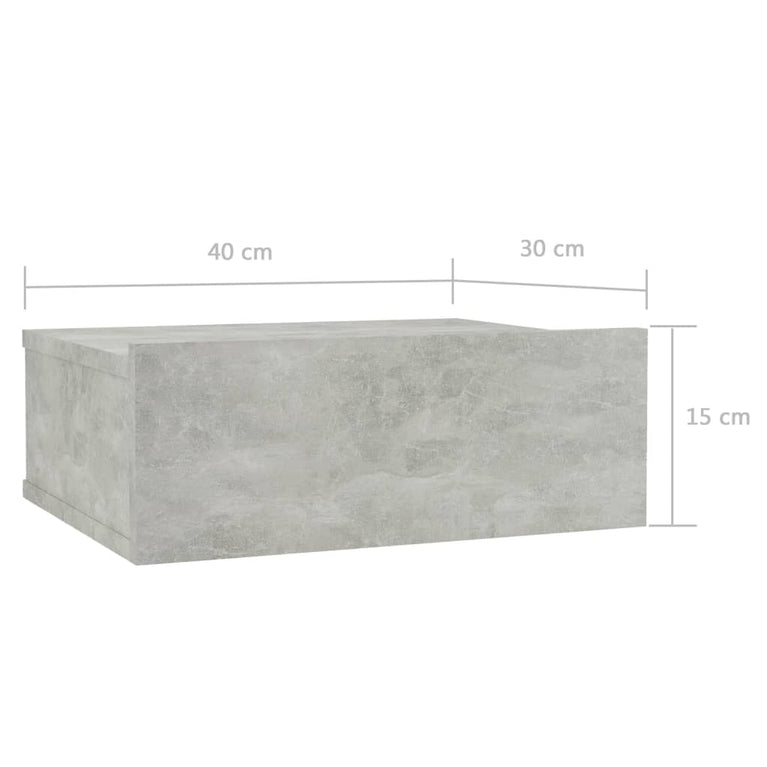 Nachtkastje zwevend 40x30x15 cm bewerkt hout betongrijs MeubelReus