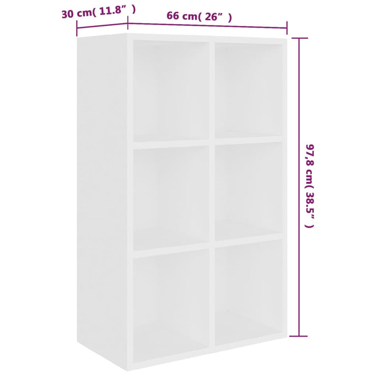 Boekenkast/dressoir 66x30x97,8 cm bewerkt hout wit MeubelReus