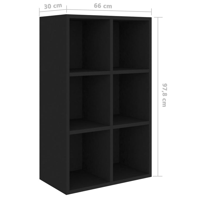 Boekenkast/dressoir 66x30x97,8 cm bewerkt hout zwart MeubelReus