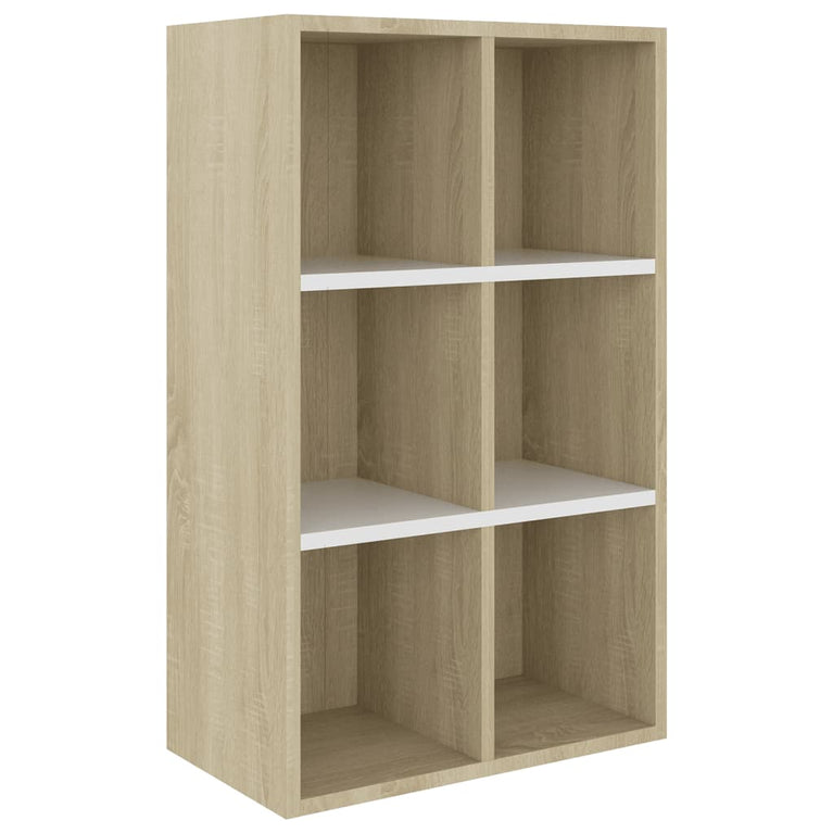 Boekenkast/dressoir 66x30x98 cm bewerkt hout wit sonoma eiken