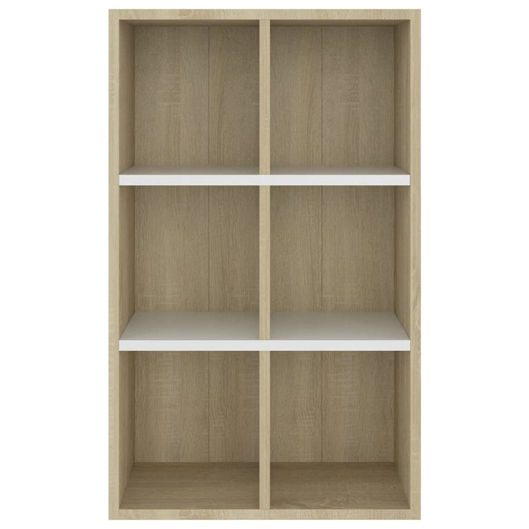 Boekenkast/dressoir 66x30x98 cm bewerkt hout wit sonoma eiken