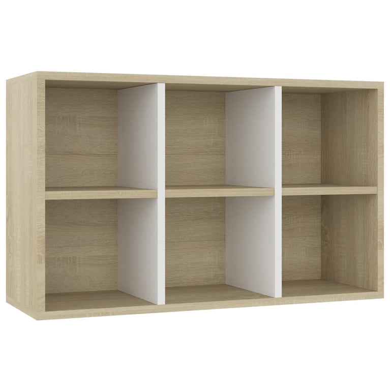 Boekenkast/dressoir 66x30x98 cm bewerkt hout wit sonoma eiken