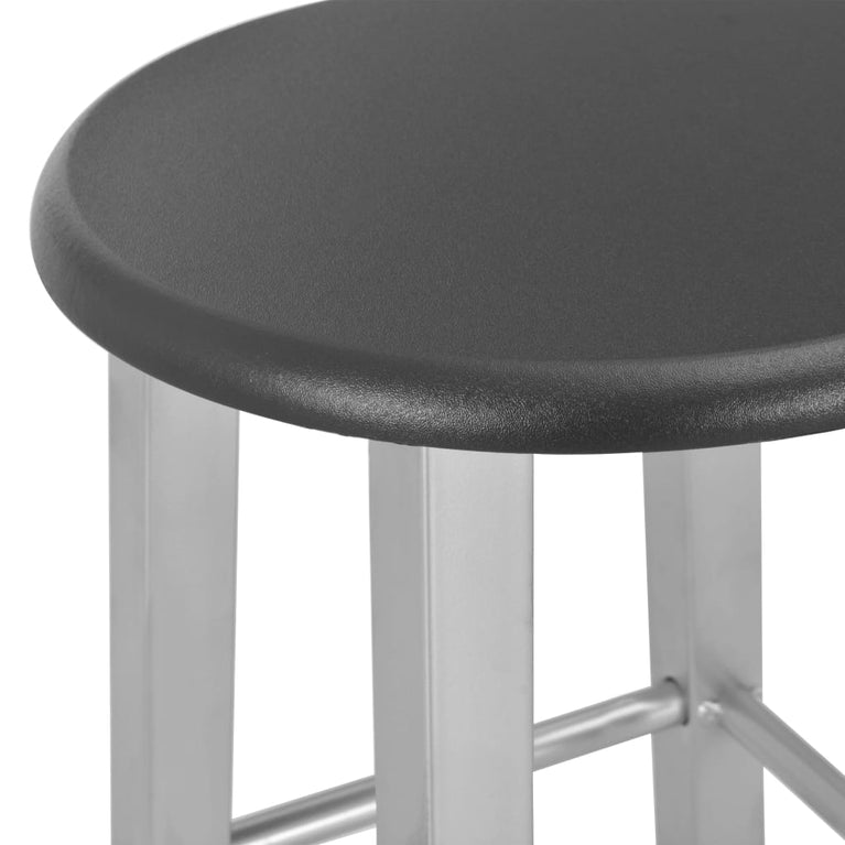 3-delige Barset hout en staal zwart MeubelReus
