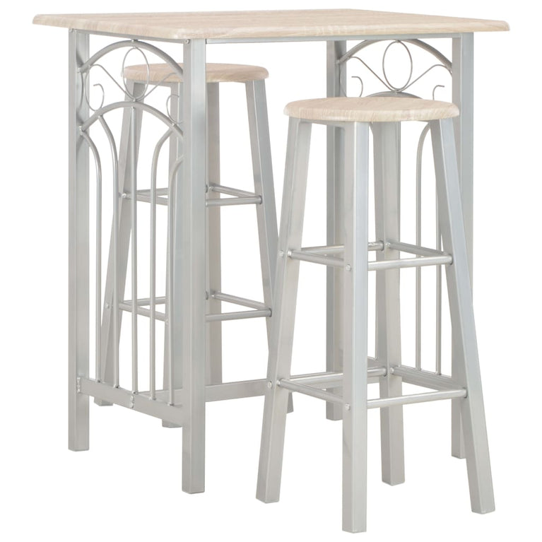 3-delige Barset hout en staal MeubelReus