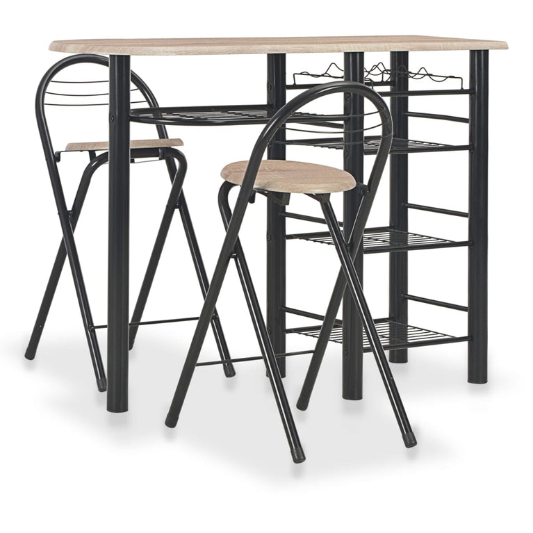 3-delige Barset met schappen hout en staal MeubelReus