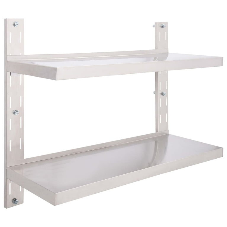 Zwevend schap 2-laags 100x30 cm roestvrij staal MeubelReus