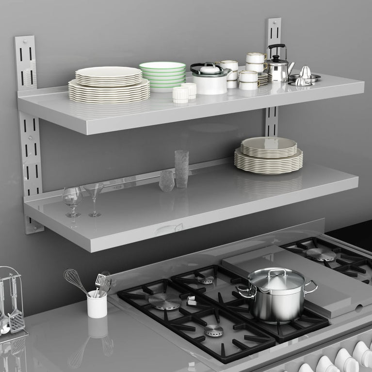 Zwevend schap 2-laags 120x30 cm roestvrij staal MeubelReus