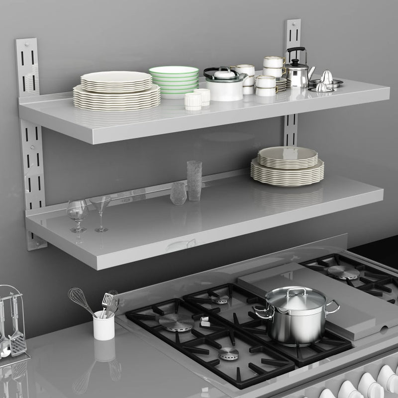 Zwevend schap 2-laags 120x30 cm roestvrij staal MeubelReus