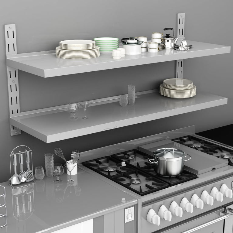 Zwevend schap 2-laags 150x30 cm roestvrij staal MeubelReus