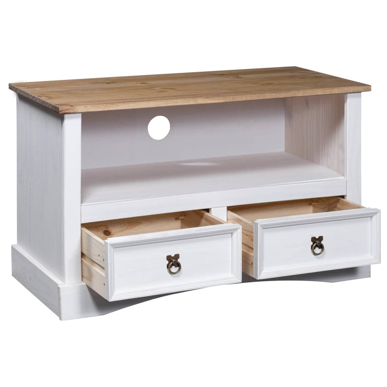 Tv-meubel 91x43x56 cm Mexicaans grenenhout Corona-stijl wit MeubelReus