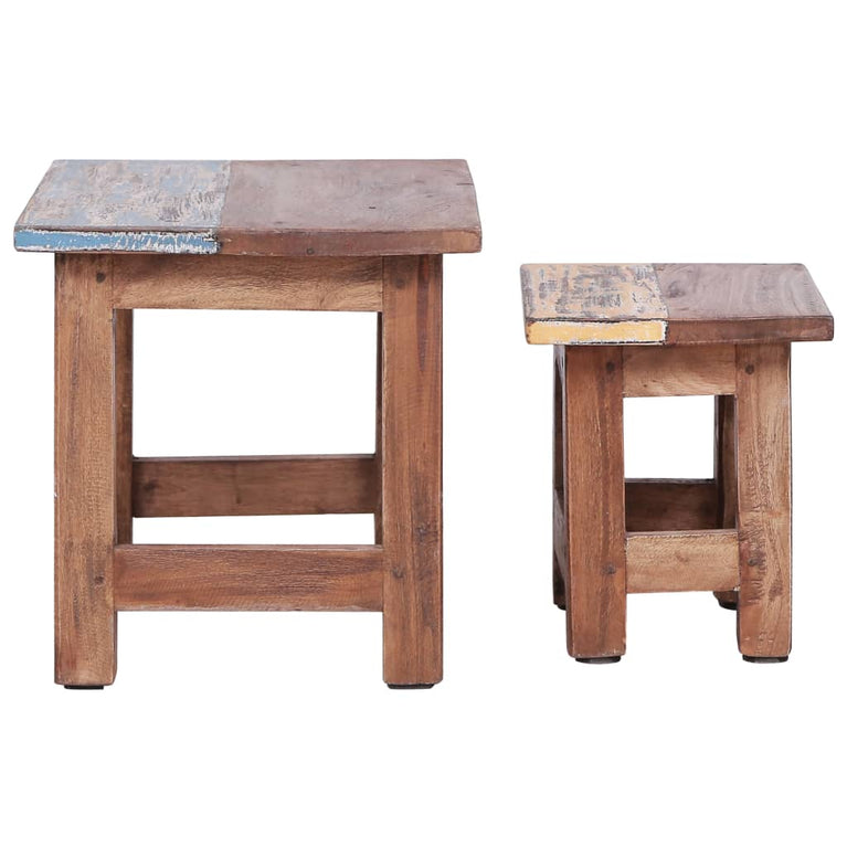 2-delige Tafeltjesset massief gerecycled hout MeubelReus