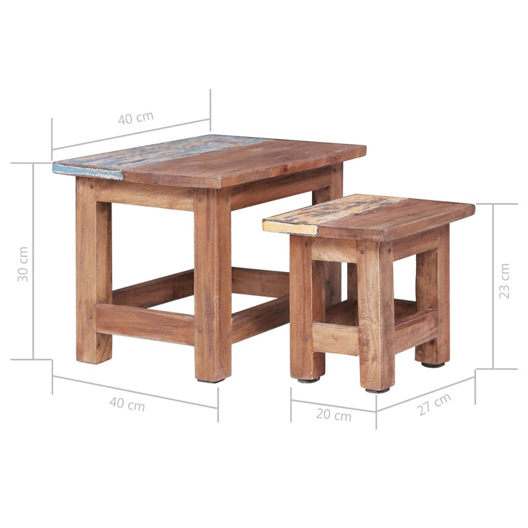 2-delige Tafeltjesset massief gerecycled hout MeubelReus