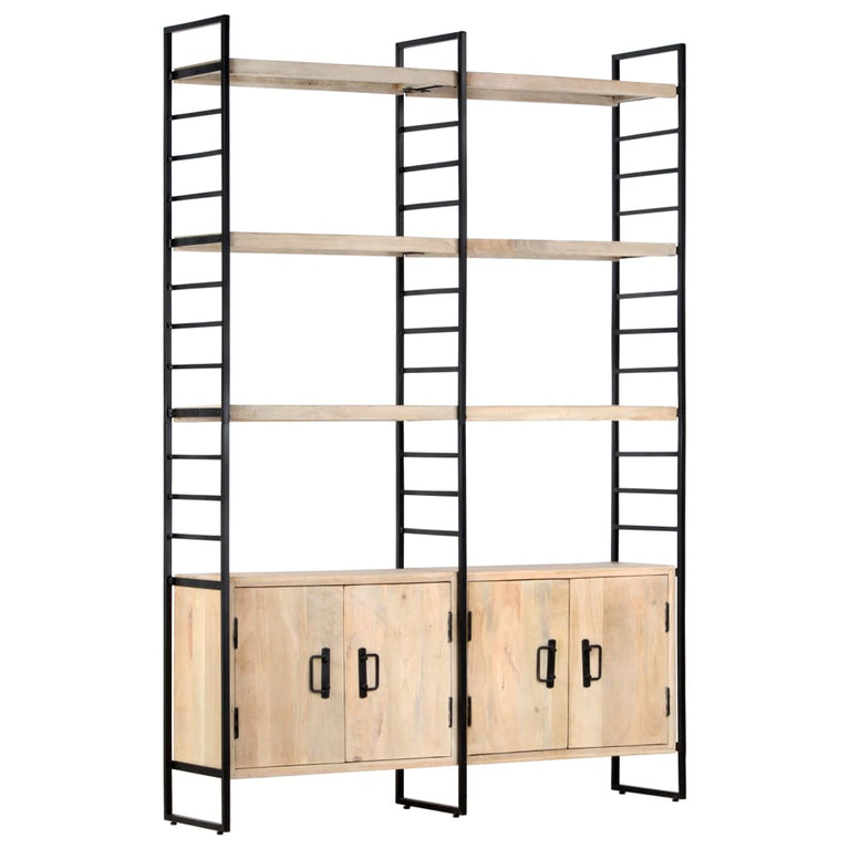 Boekenkast met 4 schappen 124x30x180 cm massief mangohout MeubelReus