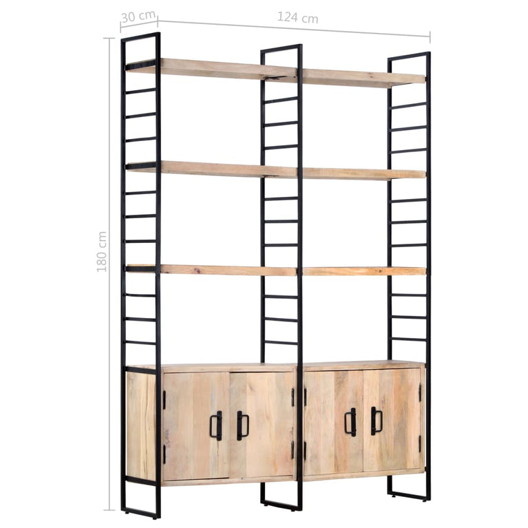 Boekenkast met 4 schappen 124x30x180 cm massief mangohout MeubelReus