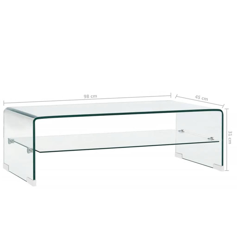 Salontafel 98x45x31 cm gehard glas transparant MeubelReus