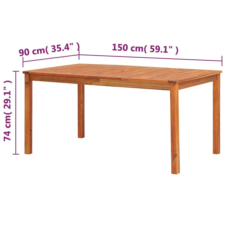 Tuintafel 150x90x74 cm massief acaciahout MeubelReus