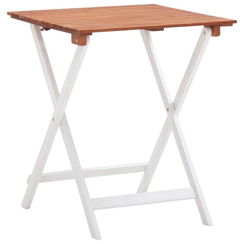 3-delige Bistroset massief acaciahout donkerbruin en wit MeubelReus