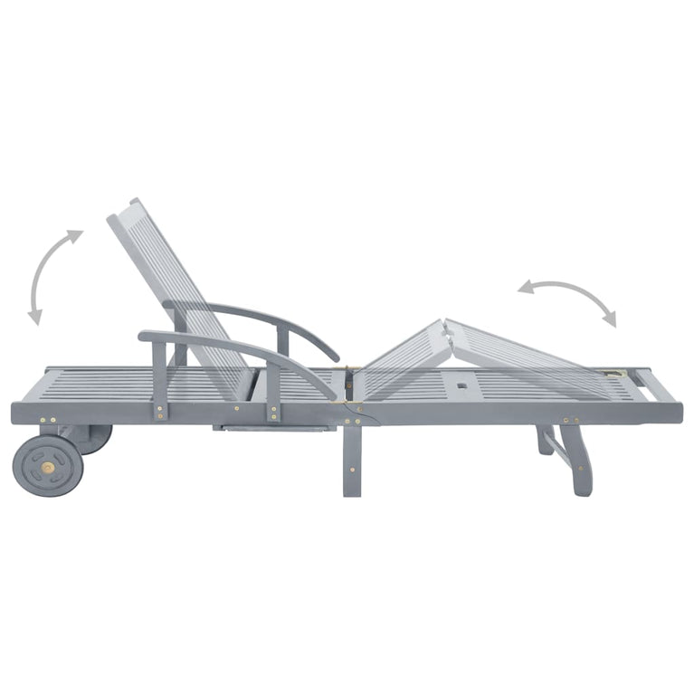 Ligbed massief acaciahout grijs MeubelReus