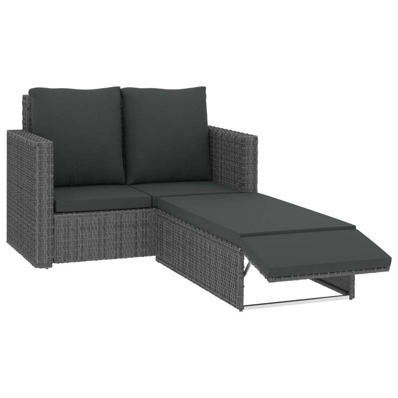 2-delige Loungeset met kussens poly rattan grijs MeubelReus