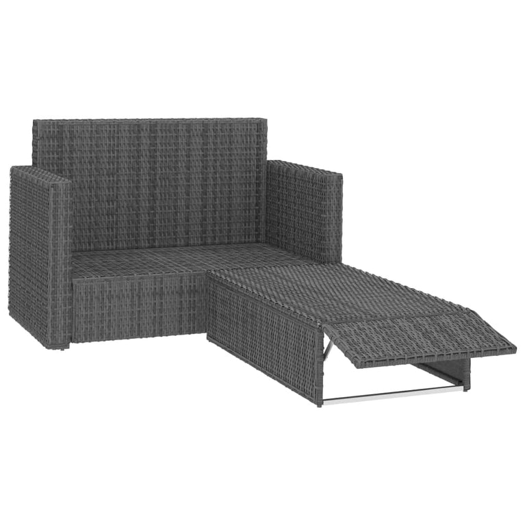 2-delige Loungeset met kussens poly rattan grijs MeubelReus