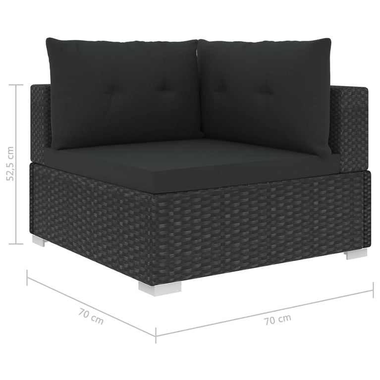 6-delige Loungeset met kussens poly rattan zwart MeubelReus