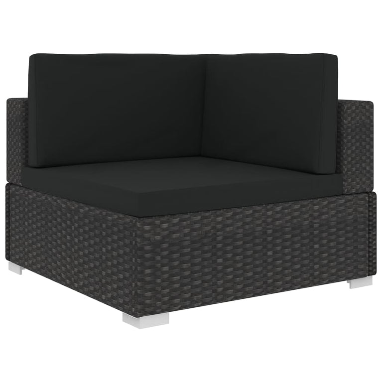 6-delige Loungeset met kussens poly rattan zwart MeubelReus
