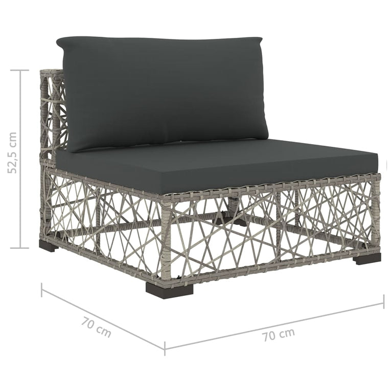 10-delige Loungeset met kussens poly rattan grijs MeubelReus