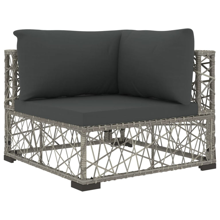 6-delige Loungeset met kussens poly rattan grijs MeubelReus