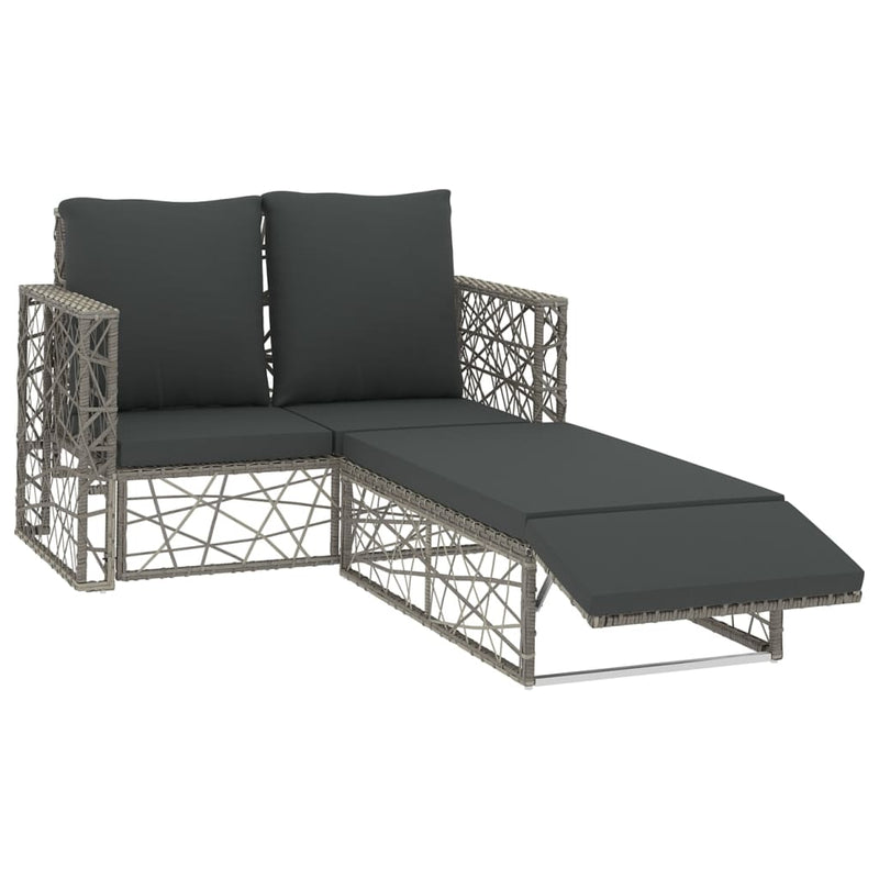2-delige Loungeset met kussens poly rattan grijs MeubelReus