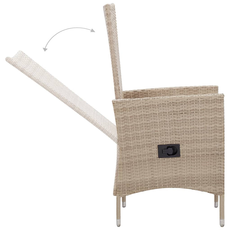 7-delige Tuinset met kussens poly rattan beige MeubelReus
