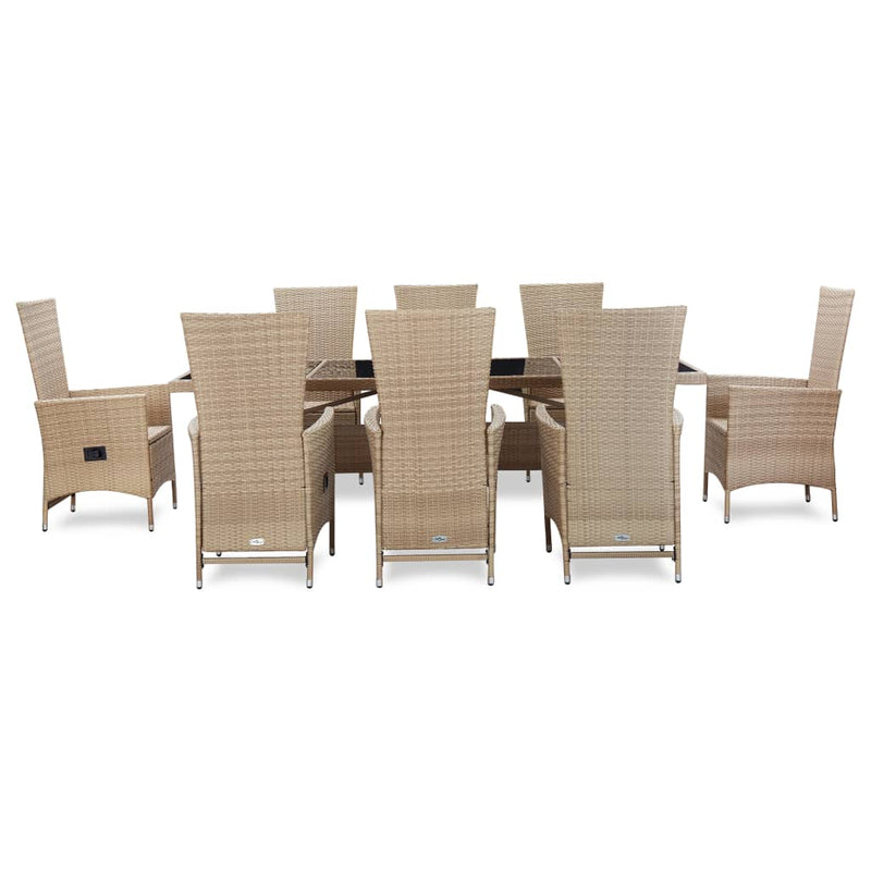 9-delige Tuinset met kussens poly rattan beige MeubelReus