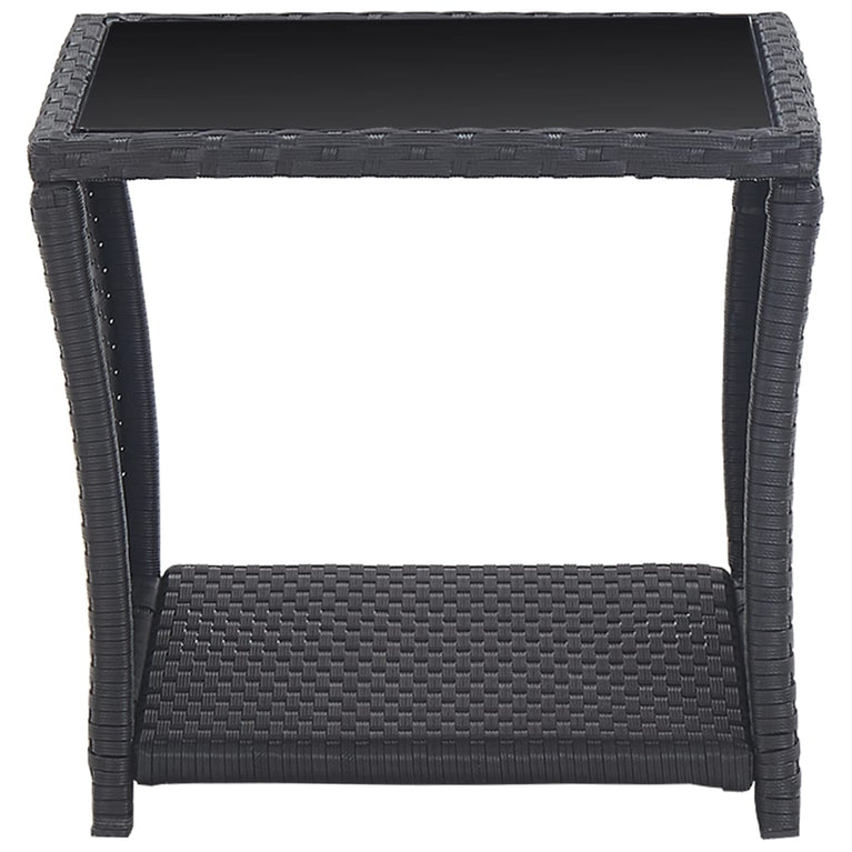 3-delige Bistroset met kussens poly rattan zwart MeubelReus