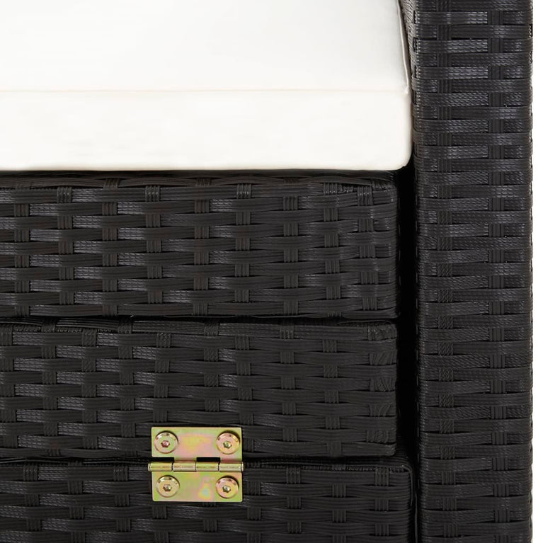 Slaapbank met luifel 3-zits verlengbaar poly rattan zwart MeubelReus