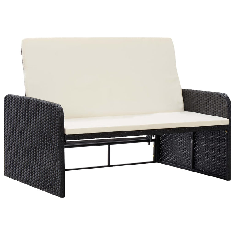2-delige Loungeset met kussens poly rattan zwart MeubelReus