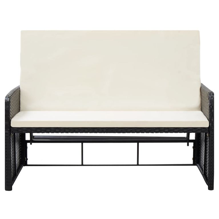 2-delige Loungeset met kussens poly rattan zwart MeubelReus