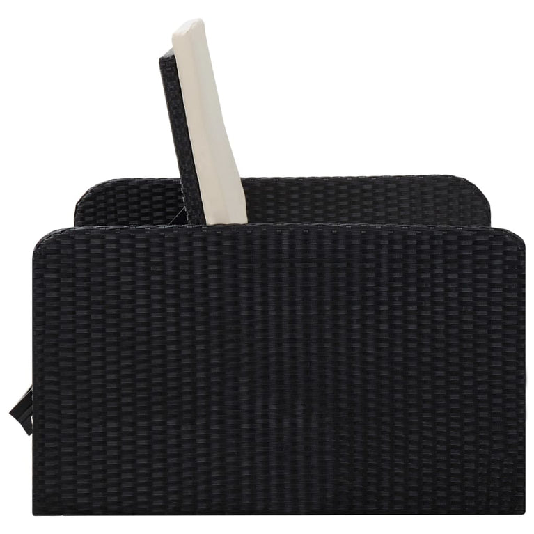 2-delige Loungeset met kussens poly rattan zwart MeubelReus