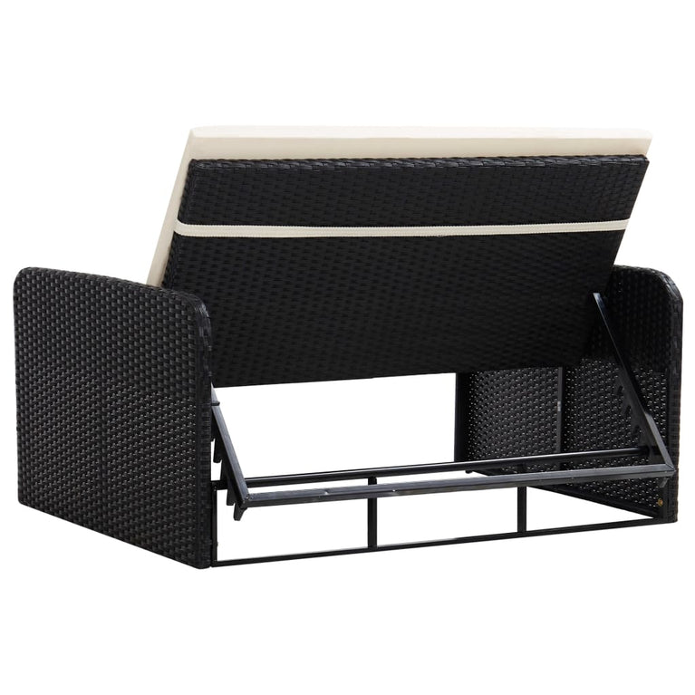 2-delige Loungeset met kussens poly rattan zwart MeubelReus