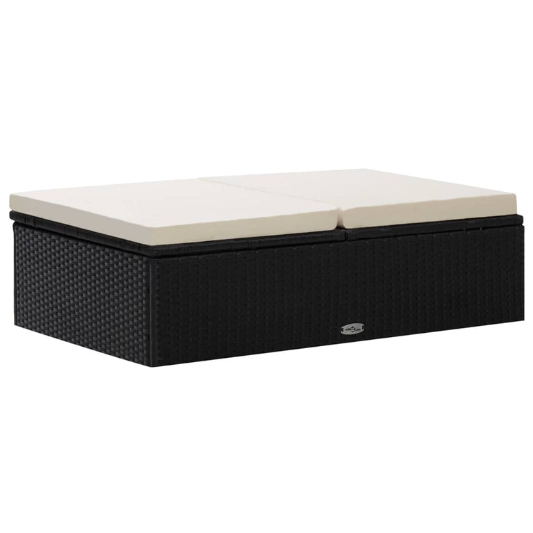 2-delige Loungeset met kussens poly rattan zwart MeubelReus