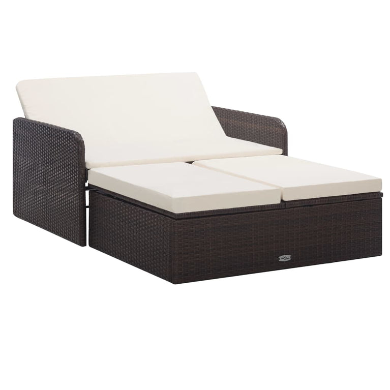 2-delige Loungeset met kussens poly rattan bruin MeubelReus