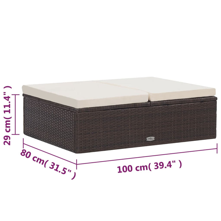 2-delige Loungeset met kussens poly rattan bruin MeubelReus