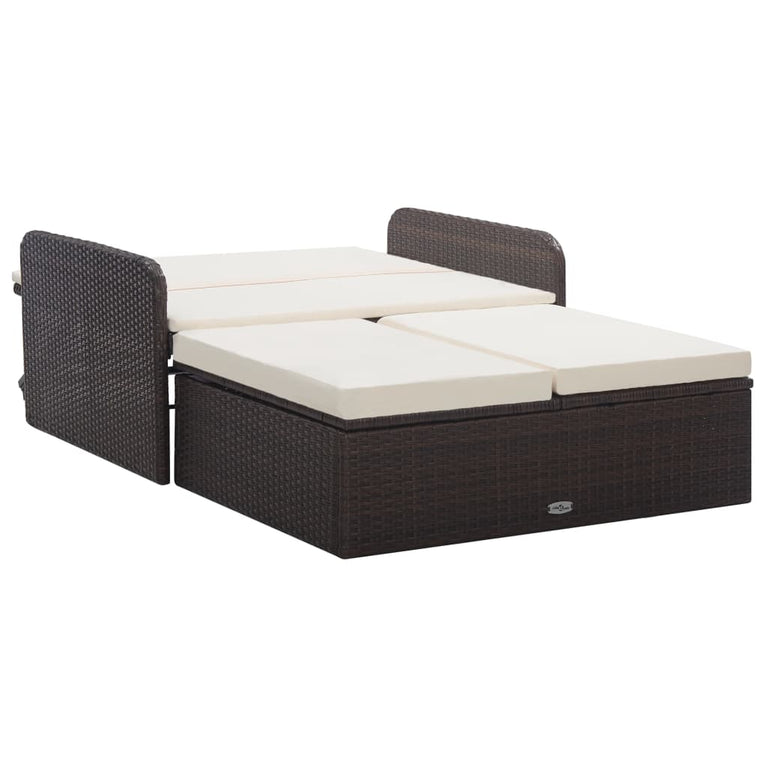 2-delige Loungeset met kussens poly rattan bruin MeubelReus
