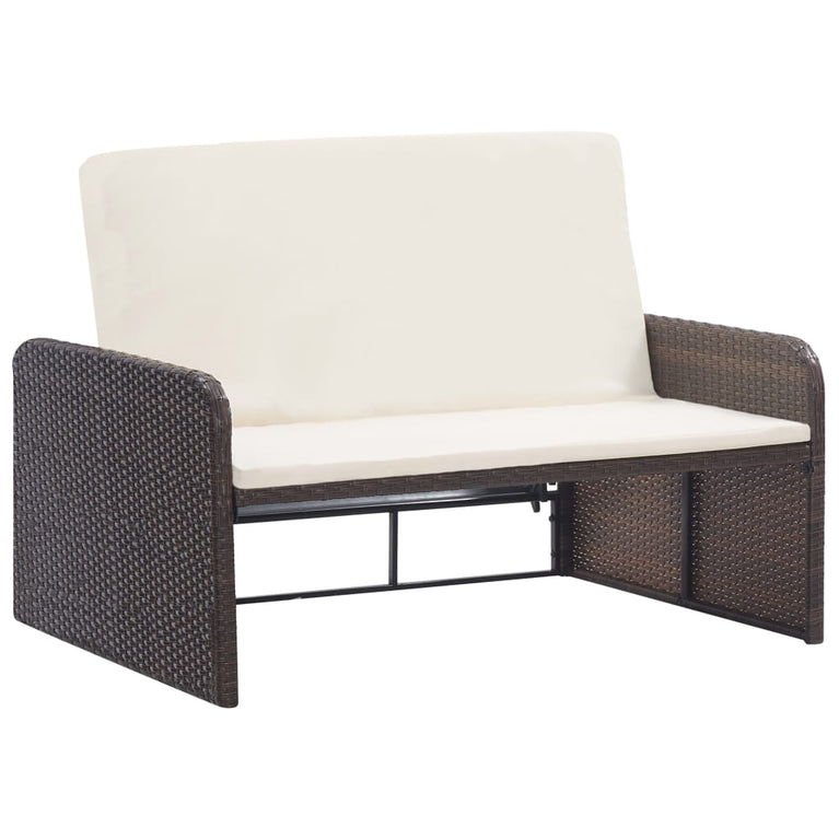 2-delige Loungeset met kussens poly rattan bruin MeubelReus