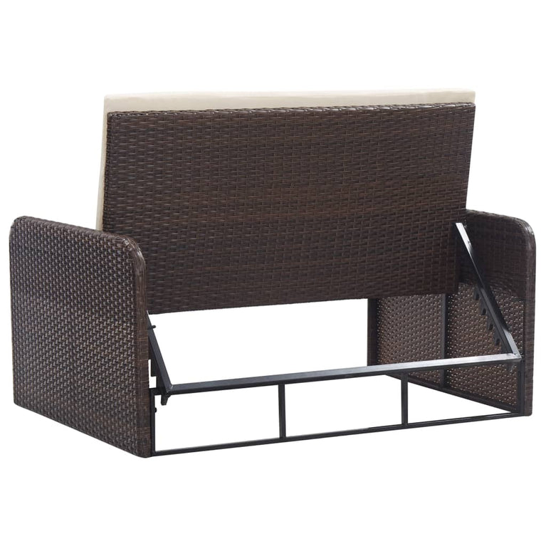 2-delige Loungeset met kussens poly rattan bruin MeubelReus