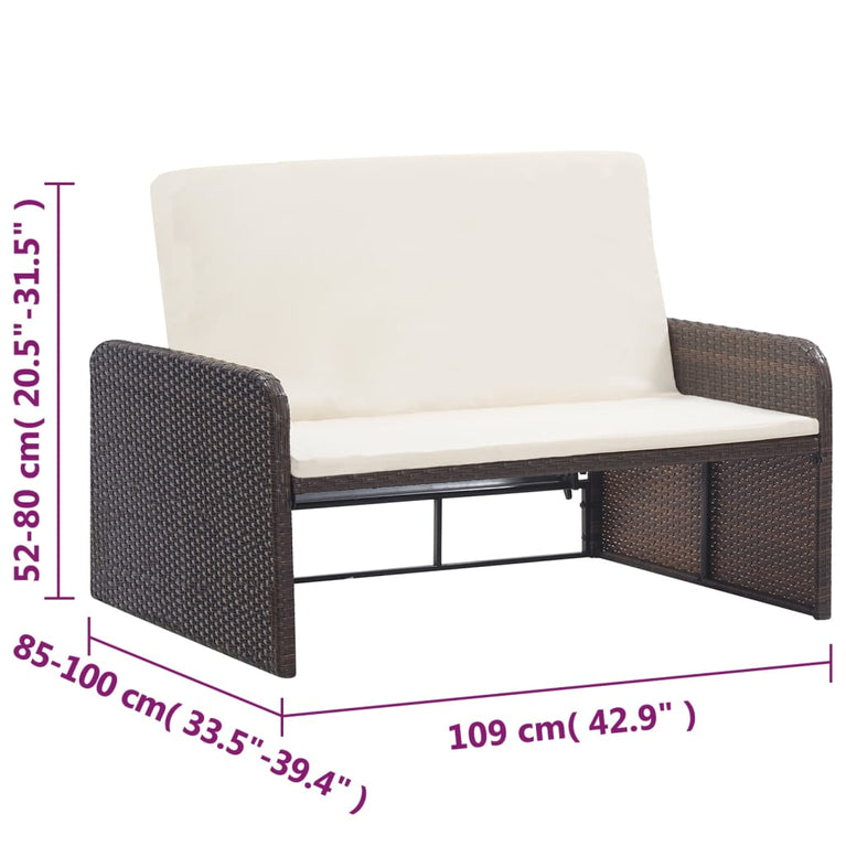 2-delige Loungeset met kussens poly rattan bruin MeubelReus