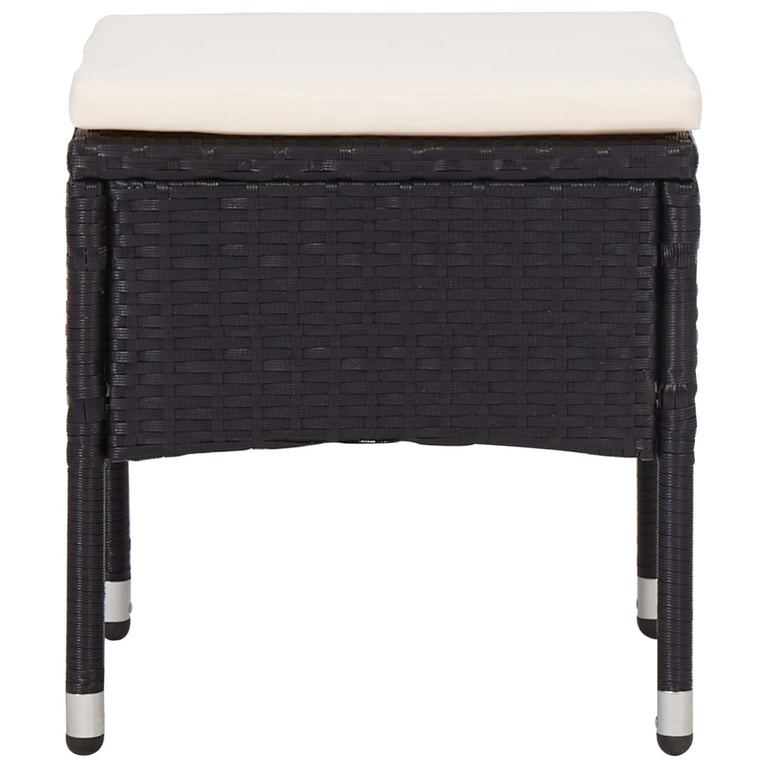 5-delige Tuinset poly rattan en acaciahout zwart MeubelReus