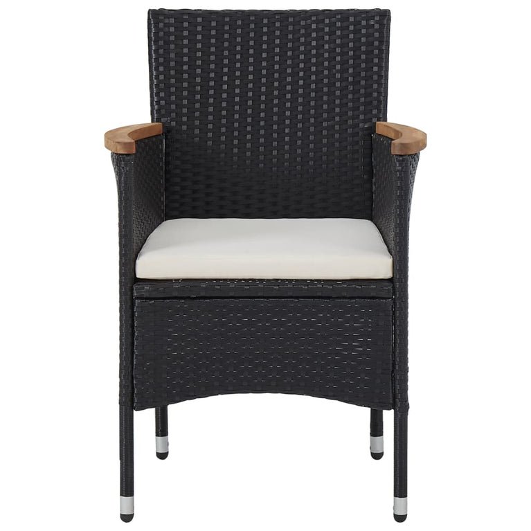 5-delige Tuinset poly rattan en acaciahout zwart MeubelReus