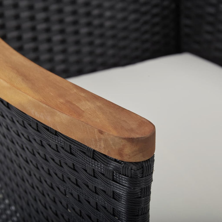 5-delige Tuinset poly rattan en acaciahout zwart MeubelReus